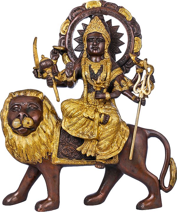 14" Goddess Durga In Brass | Handmade | Made In India