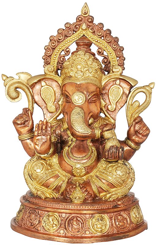 14" Crowned Ganesha Brass Statue – The Most Auspicious Deity | Handmade & Made in India