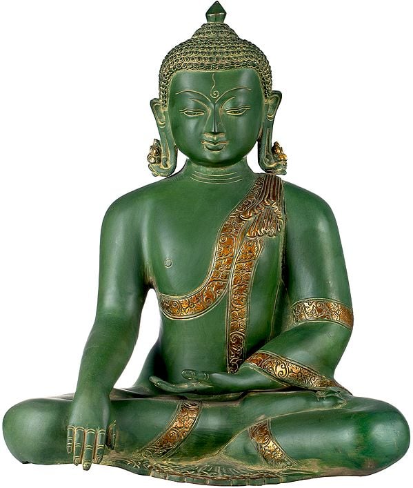 14" Buddha in the Bhumisparsha Mudra - Tibetan Buddhist In Brass | Handmade | Made In India