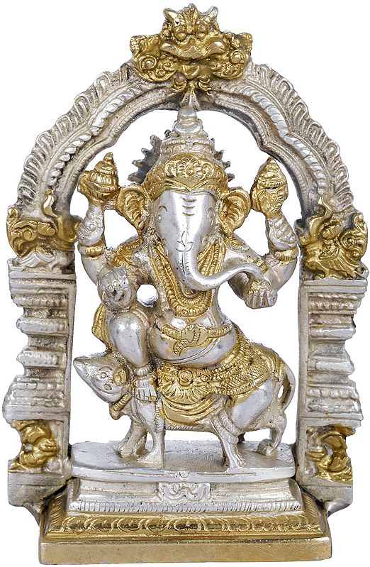 5" Temple Ganesha Sculpture in Brass | Handmade | Made In India