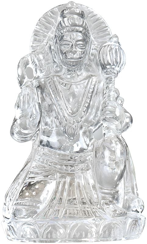 Lord Hanuman Finely Carved in Crystal