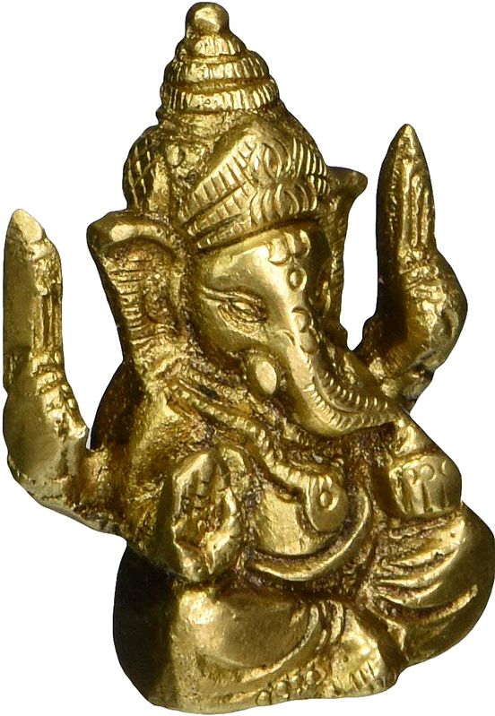 2" Lord Ganesha in Ashirwad Mudra In Brass | Handmade | Made In India
