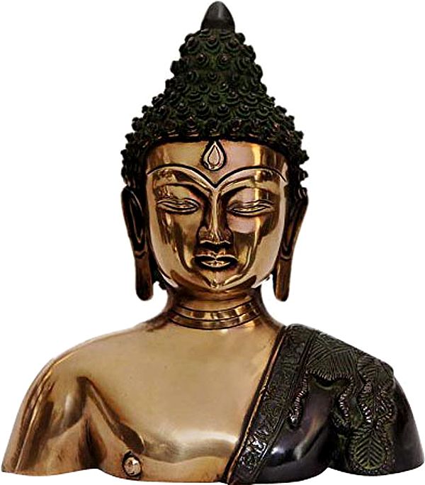 10" Tibetan Buddha Head In Brass | Handmade | Made In India