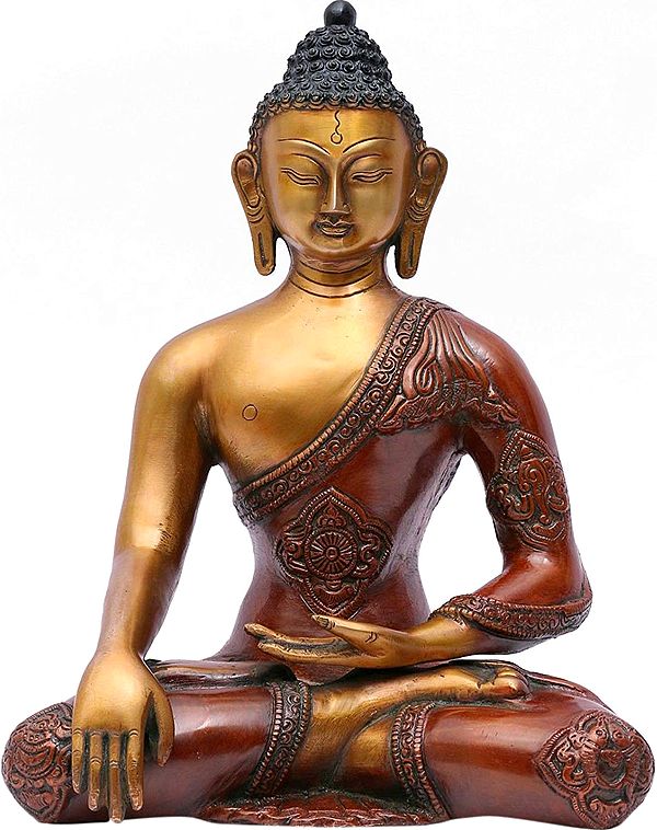 11" Tibetan Buddhist Lord Buddha in Earth Touching Gesture In Brass | Handmade | Made In India