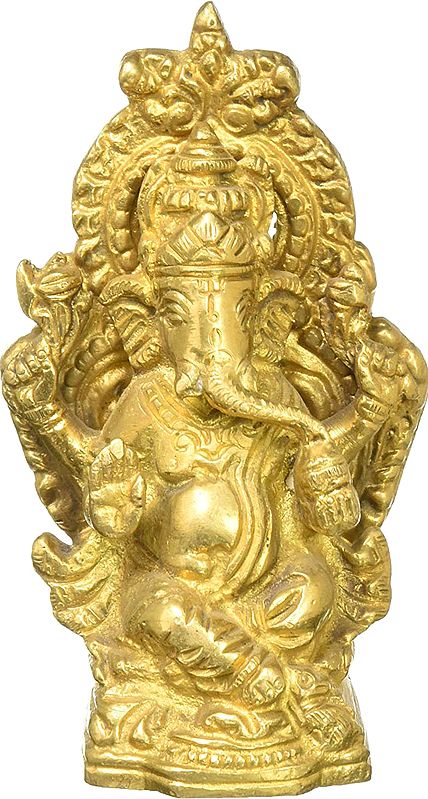 4" Blessing Lord Ganesha In Brass | Handmade | Made In India