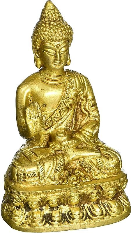 3" Small Blessing Buddhist Lord Buddha Brass Idol | Handmade | Made in India