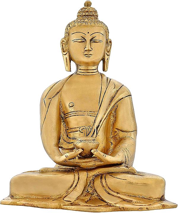 6" Tibetan Buddhist Lord Buddha Statue in Brass | Handmade | Made In India