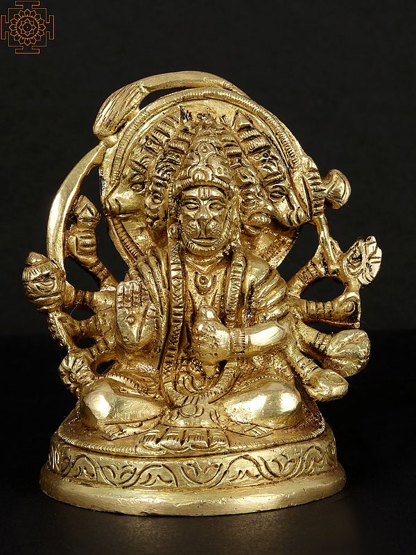 3" Panchmukhi Hanuman Statue in Brass | Handmade | Made in India