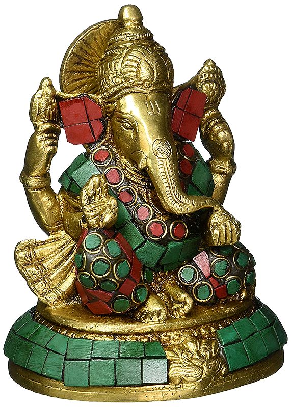 5" Modak Lover Lord Ganesha Statue in Brass | Handmade | Made In India