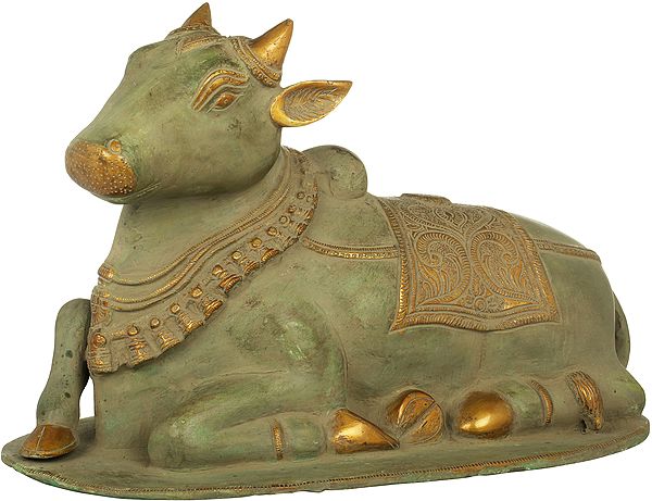 13" Nandi The Bull - The Vahana Of Shiva In Brass | Handmade | Made In India