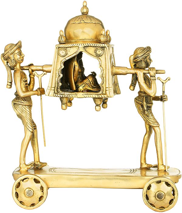 13" A Palanquin Carrying A Newlywed Bride In Brass | Handmade | Made In India