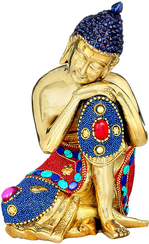 7" Thinking Buddha -Tibetan Buddhist Deity In Brass | Handmade | Made In India