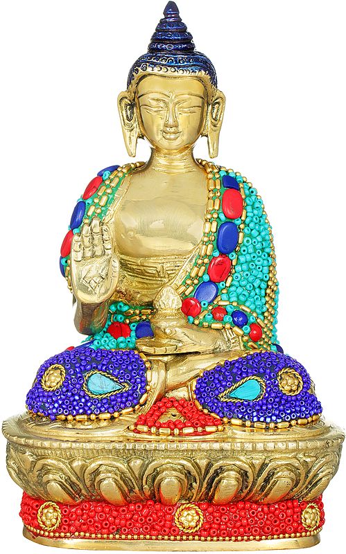 7" Blessing Buddha  - Tibetan Buddhist In Brass | Handmade | Made In India