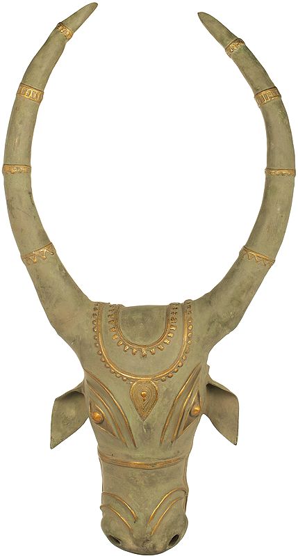 35" Large Nandi Head - Wall Hanging In Brass | Handmade | Made In India