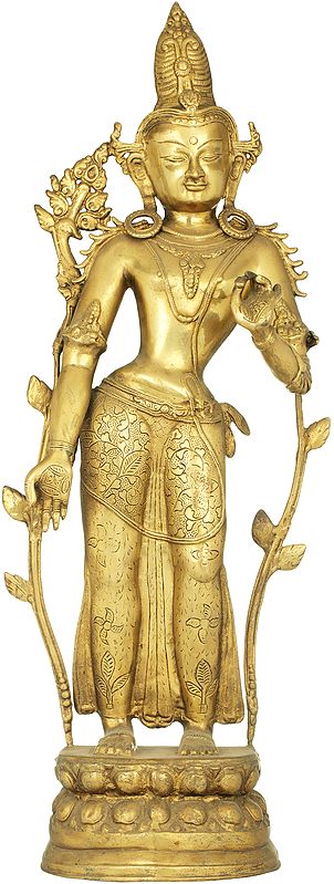 31" Padmapani Avalokiteshvara (Tibetan Buddhist Deity) In Brass | Handmade | Made In India