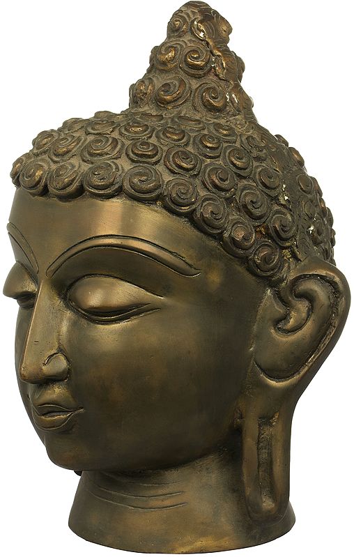 12" Lord Buddha Head - Tibetan Buddhist In Brass | Handmade | Made In India