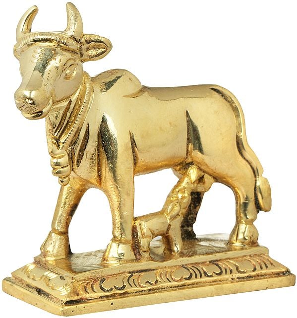 2" Cow and Calf (Small Statue) In Brass | Handmade | Made In India