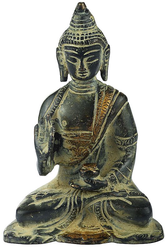 4" Small Buddha Statue in Vitarka Mudra | Handmade Brass Idols | Made In India