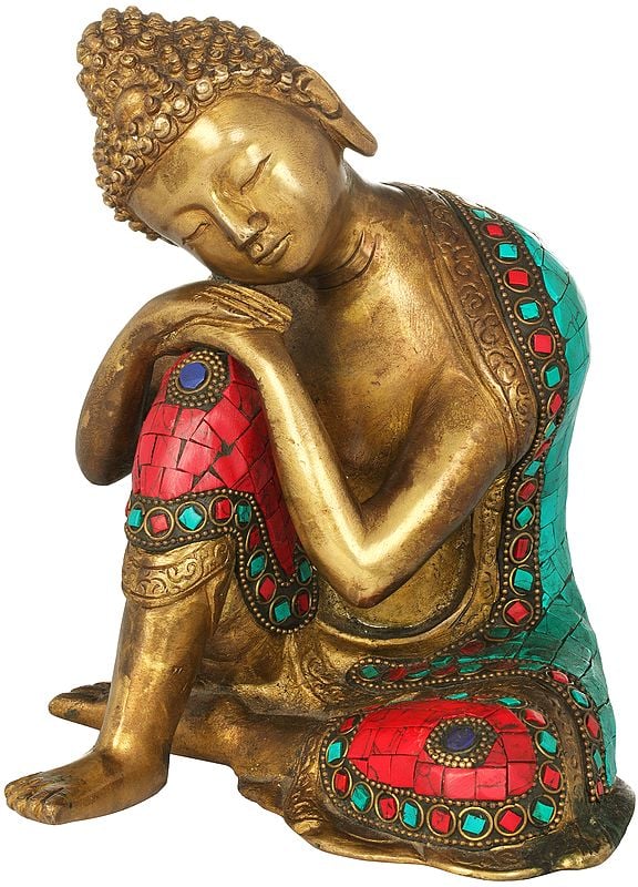 7" Thinking Buddha - Tibetan Buddhist In Brass | Handmade | Made In India
