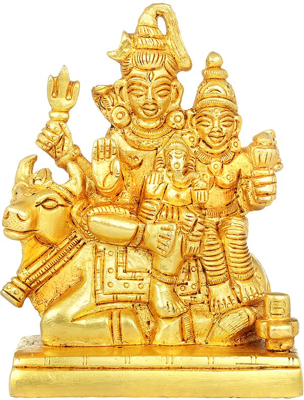 3" Shiva Family - Small Family In Brass | Handmade | Made In India