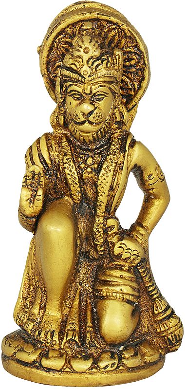 4" Seated Hanuman (Small Statue) In Brass | Handmade | Made In India