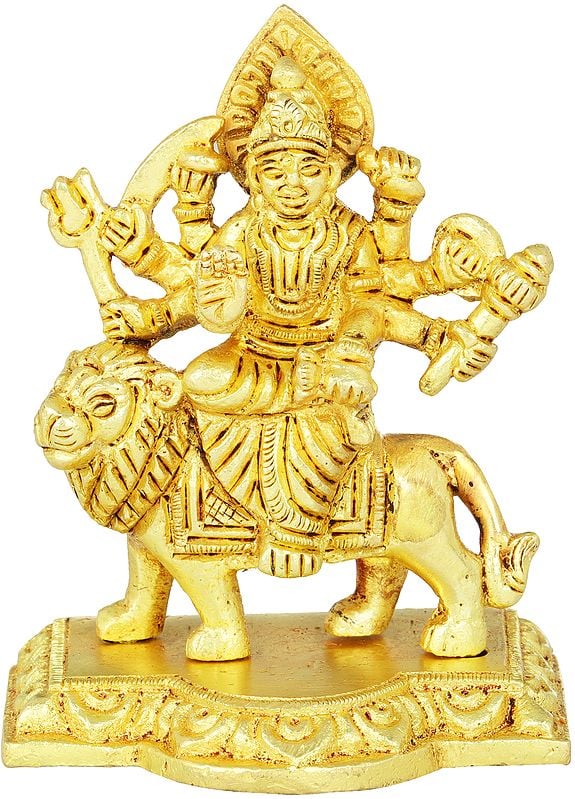 3" Small Goddess Durga In Brass | Handmade | Made In India
