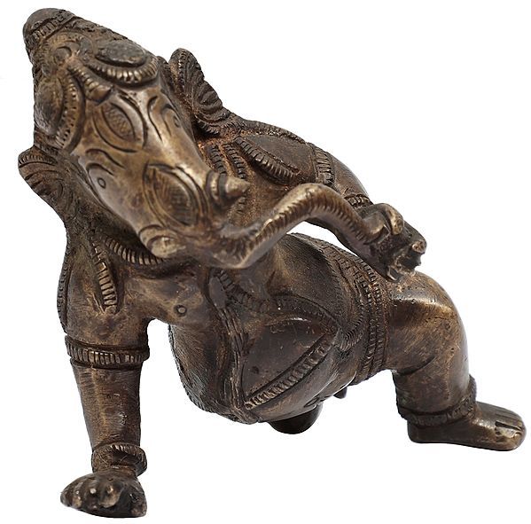 2" Baby Ganesha Statue with Modak in Brass | Handmade | Made in India