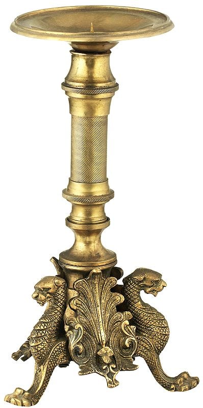 Griffin Candle Standing Brass