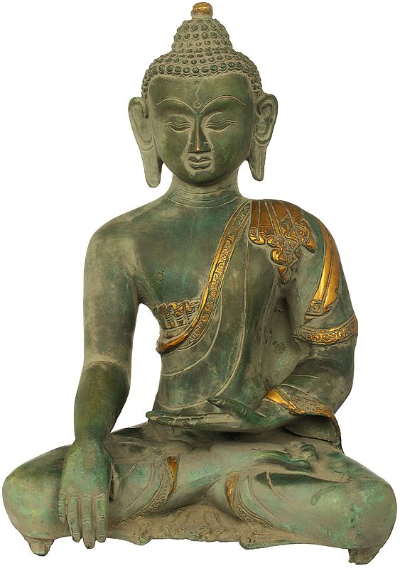 11" Lord Buddha in Earth Touching Gesture (Tibetan Buddhist) In Brass | Handmade | Made In India