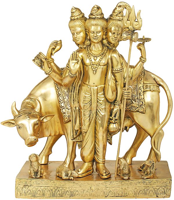 24" Lord Dattatreya In Brass | Handmade | Made In India