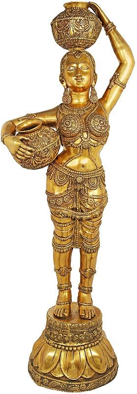 63" The Vrindavan Milkmaid In Brass | Handmade | Made In India