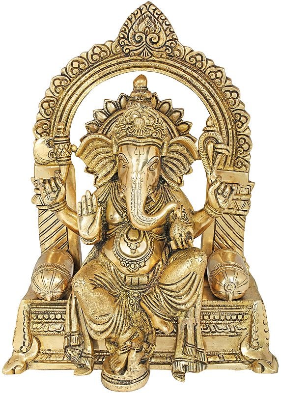 16" Beautiful Princely Roopa Of Lord Ganesha In Brass | Handmade | Made In India