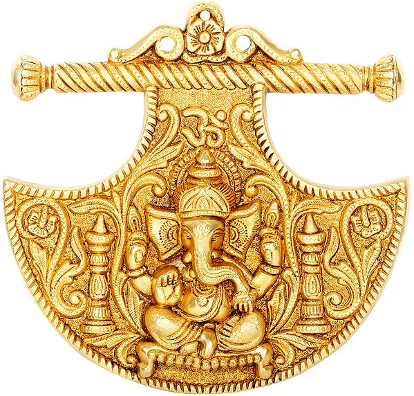 10" Ganesha Wall Hanging Fan In Brass | Handmade | Made In India