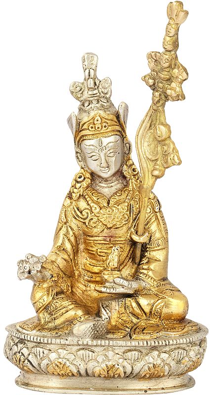 6" Brass Guru Padmasambhava Statue | Handmade Tibetan Buddhist Deity Idols | Made In India