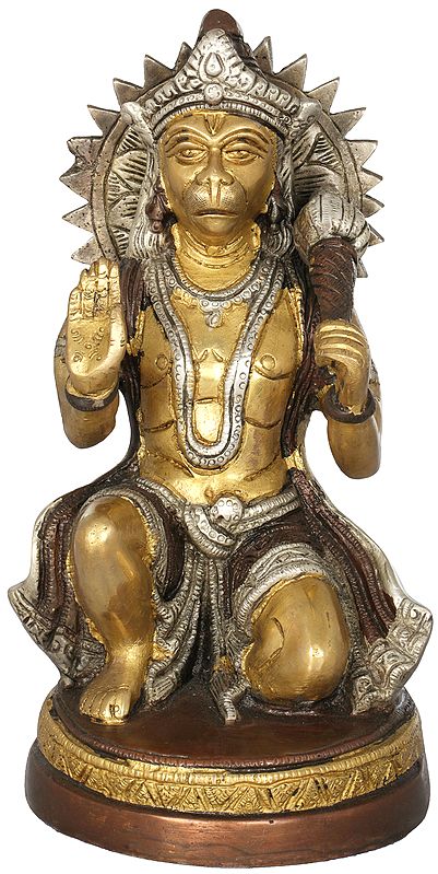 9" Sankat Mochan Hanuman Idol in Brass | Handcrafted Divine Statue