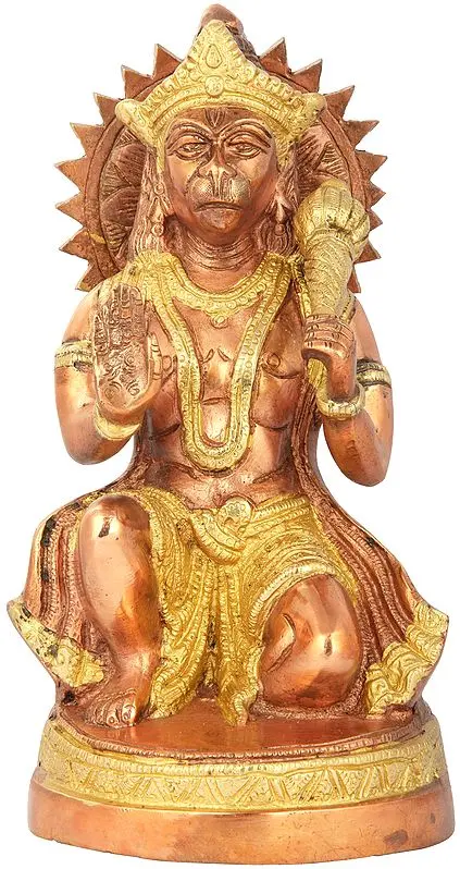 9" Sankat Mochan Hanuman In Brass | Handmade | Made In India