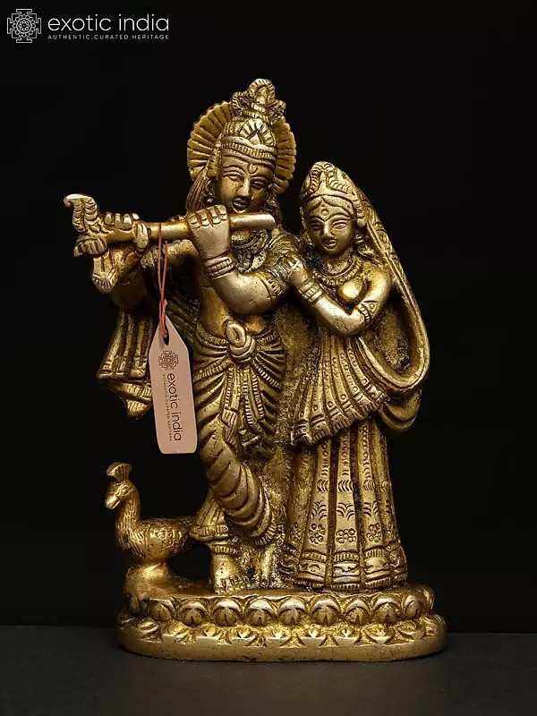 5" The Divine Lovers - Radha Krishna | Brass | Handmade | Made In India