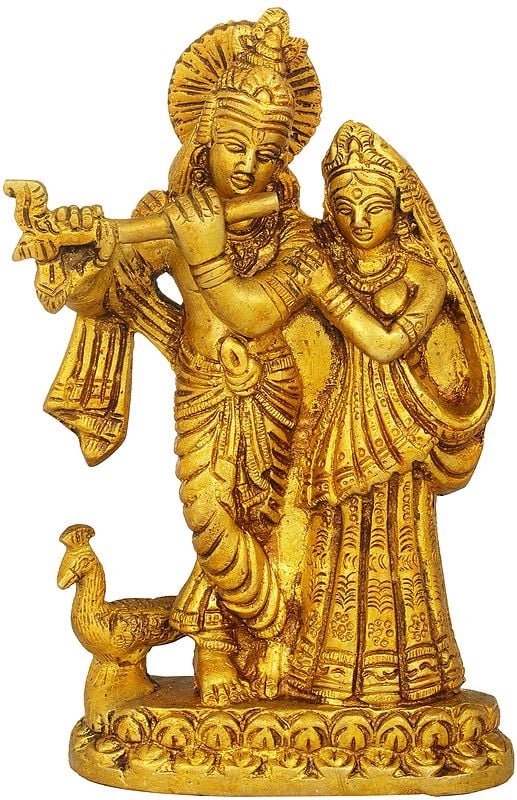5" The Divine Lovers - Radha Krishna | Brass | Handmade | Made In India