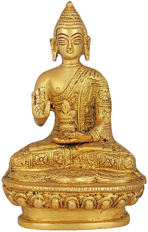 5" Small Size Blessing Buddha (Tibetan Buddhist Deity) In Brass | Handmade | Made In India