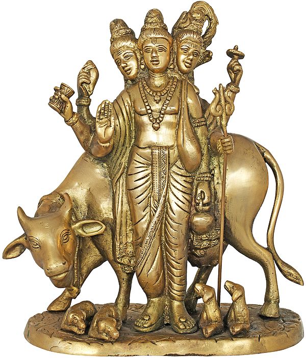 11" Bhagawan Dattatreya In Brass | Handmade | Made In India