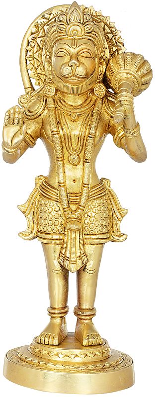 11" Blessing Hanuman In Brass | Handmade | Made In India