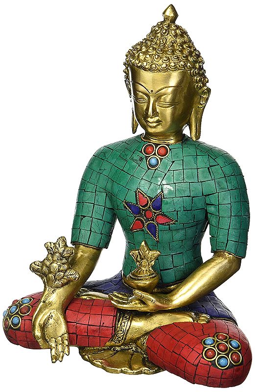 10" Medicine Buddha In Brass | Handmade | Made In India