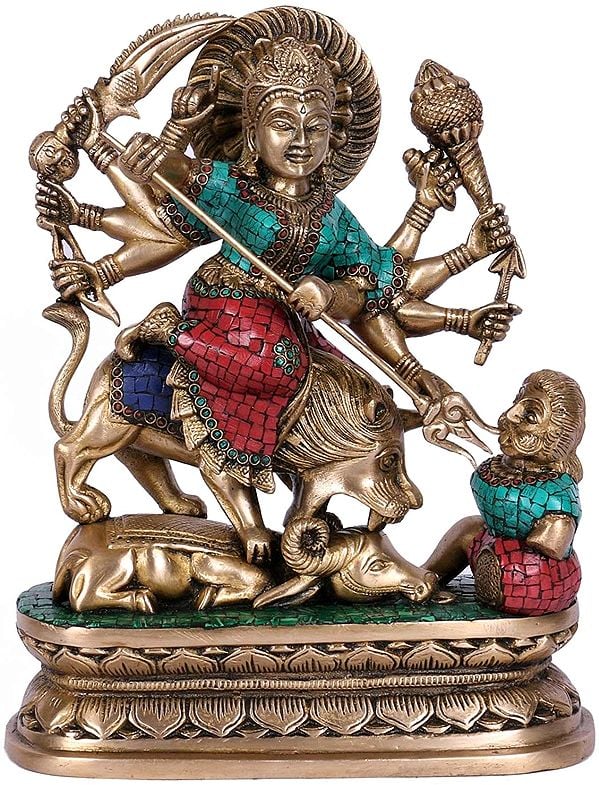 13" Mahishasuramardini Goddess Durga In Brass | Handmade | Made In India