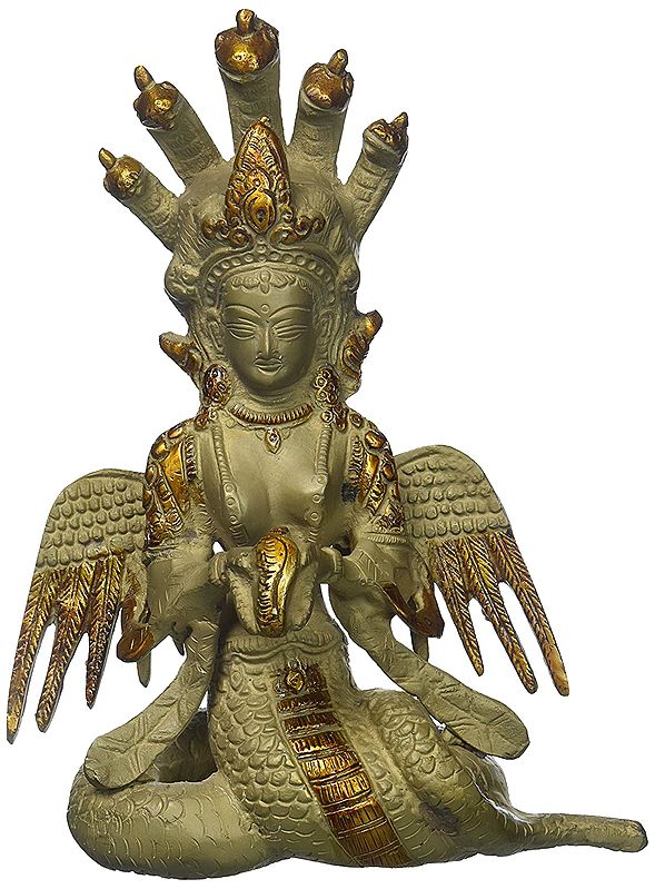 8" Naga Kanya (The Snake Woman) In Brass | Handmade | Made In India