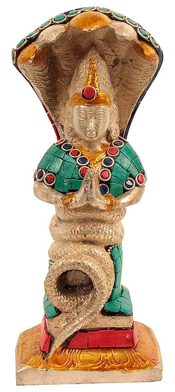 8" Patanjali Statue with Inlay Work In Brass | Handmade | Made In India