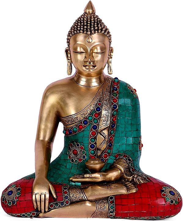 10" Large Bhumisparsha Lord Buddha In Brass | Handmade | Made In India