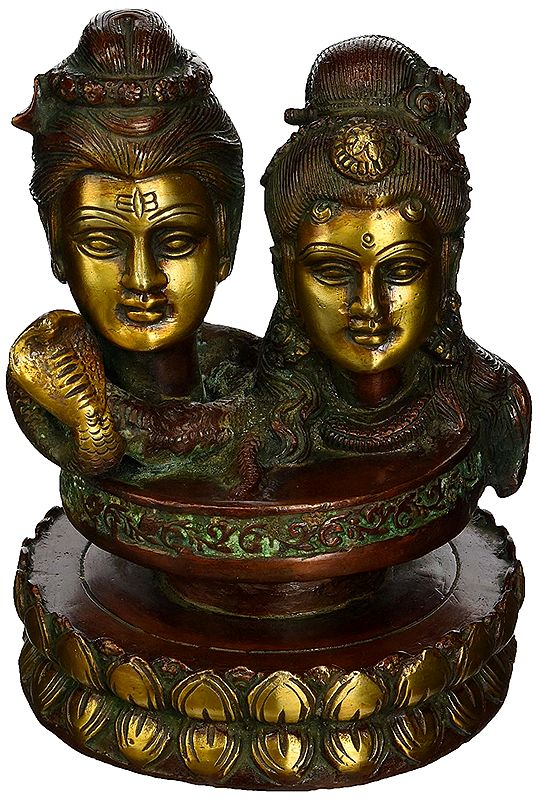 6" Lord Shiva and Goddess Parvati Sculpture in Brass | Handmade | Made in India