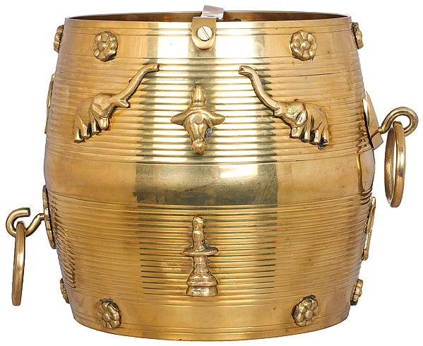 9" Ritual Vessel for Storing Rice in Brass | Handmade | Made in India