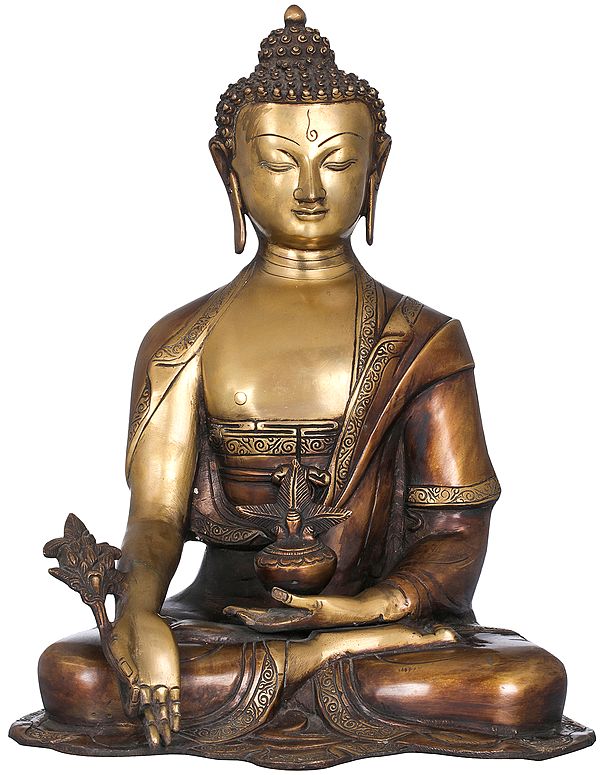 15" The Medicine Buddha (Tibetan Buddhist Deity) In Brass | Handmade | Made In India