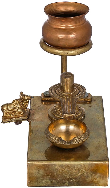 7" Shiva Linga Abhisheka Set In Brass | Handmade | Made In India